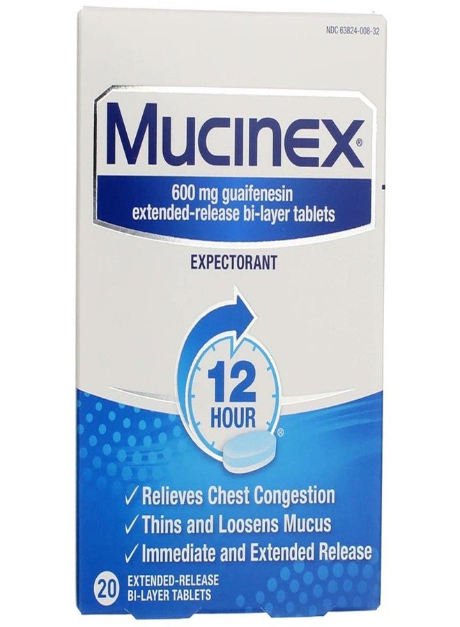 Mucinex 12-Hour Chest Congestion Expectorant Tablets, 20 Count (Pack of 2) - Image 1